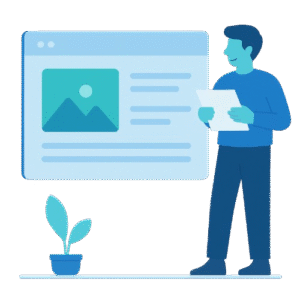 postać czyta formularz zgłoszeniowy na projekt strony